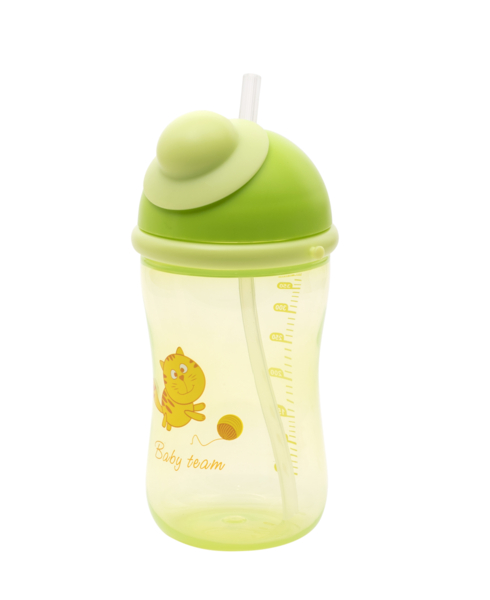 Поїльник Baby Team, з силіконовою трубочкою, 9+ міс., 380 мл, зелений (5010) - Pampik - 2