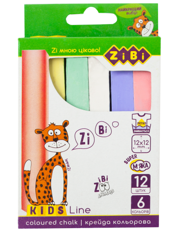Крейда кольорова ZiBi Kids Line, 12 шт. (ZB.6703-99) - Pampik