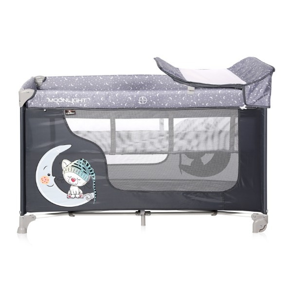 Манеж-кроватка Lorelli Moonlight 2L Grey cute moon, серый (23780) - Pampik