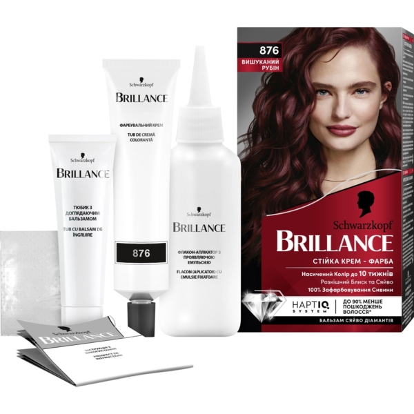 Інтенсивна крем-фарба для волосся Brillance, відтінок 876, Вишуканий Рубін, 160 мл - Pampik - 4