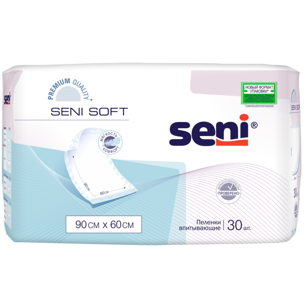 Одноразові пелюшки Seni Soft, 90х60 см, 30 шт. (SE-091-SO30-JO3) - Pampik