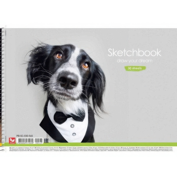 Альбом для рисования Школярик Пес во фраке с бабочкой 30 листов (PB-SC-030-545) - Pampik