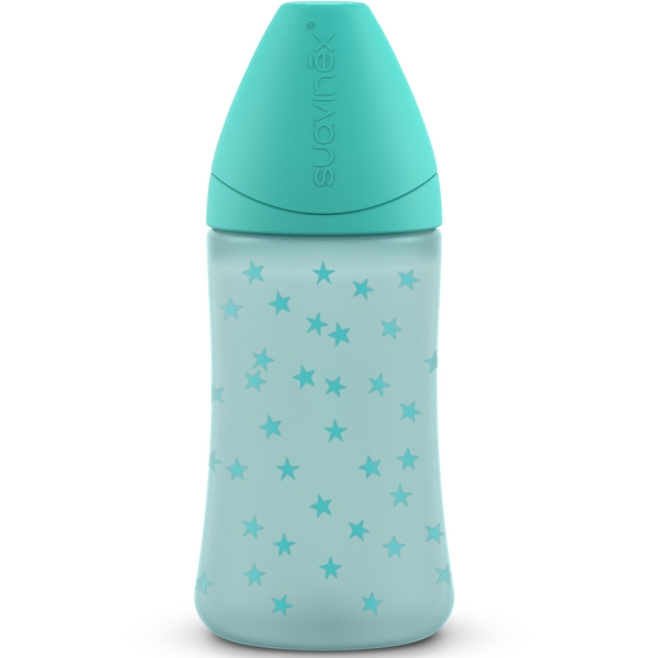 Пляшечка для годування Suavinex Basics, 3-позиційна соска, 270 мл, зелений, 2 шт. (307608/1) - Pampik