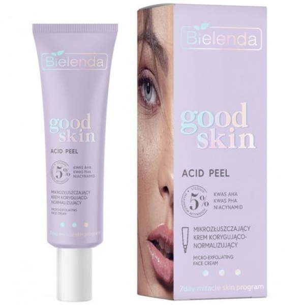 Крем для лица Bielenda Good Skin Acid Peel с AHA+PHA кислотами и ниацинамидом, 50 мл - Pampik