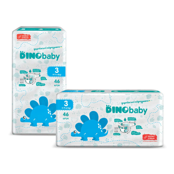 Підгузки на липучках DinoBaby 3 (4-9 кг), 46 шт. - Pampik - 3