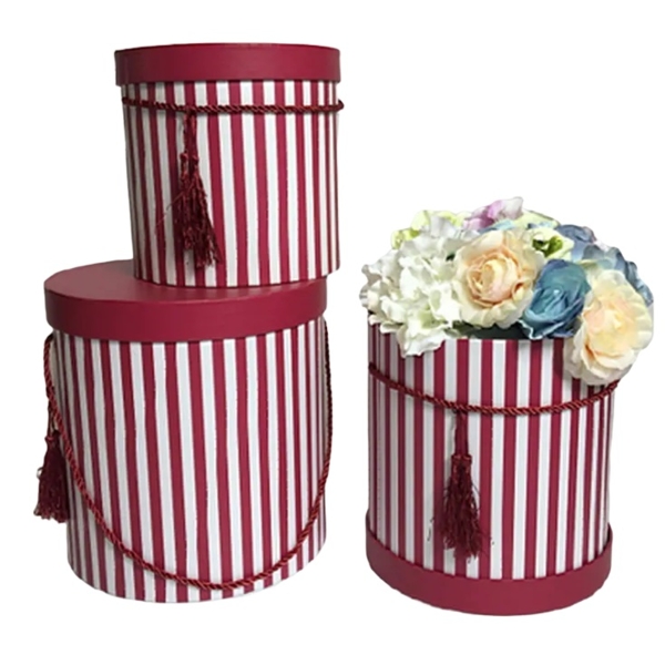 Набір подарункових коробок UFO Red, висока кругла, W9348, 3 шт. (W9348 Набір 3 шт RED круг. висок) - Pampik