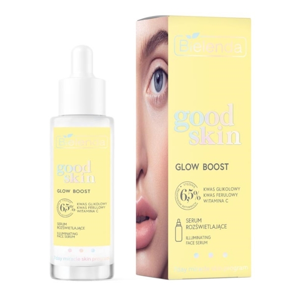 Сироватка освітлююча Bielenda Good Skin Glow Boost Illuminating Face Serum з гліколевою кислотою, 30 г - Pampik