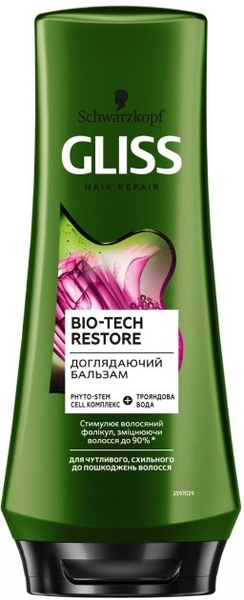 Ухаживающий бальзам Gliss Bio-Tech, для чувствительных и склонных к повреждениям волос, 200 мл - Pampik