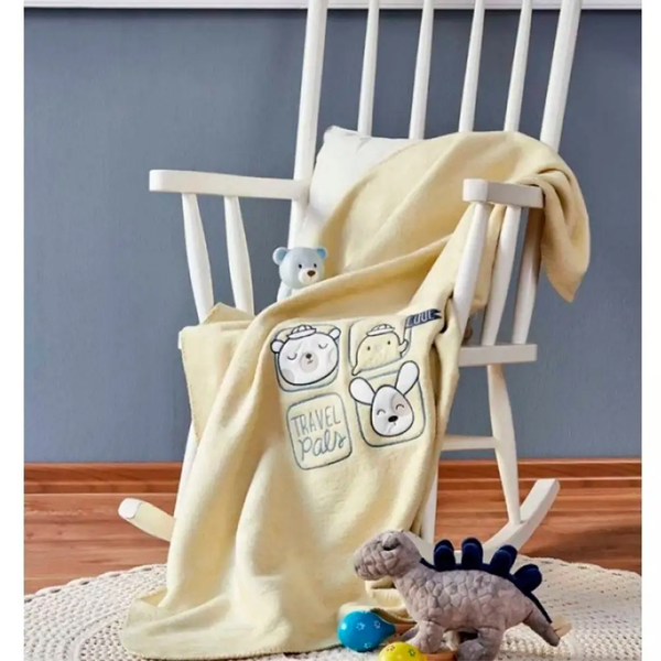 Детский плед в кроватку Karaca Home Sweet Summer yesil 120х100 см желтый (2000022180733) - Pampik