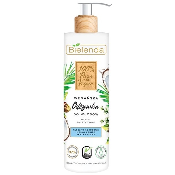 Кондиціонер Bielenda 100% Pure Vegan для пошкодженого волосся, 240 мл - Pampik