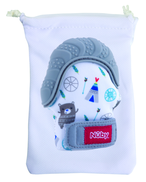 Рукавичка Nuby з силіконовим прорізувачем, 3+ міс., сірий (6804grey) - Pampik - 2