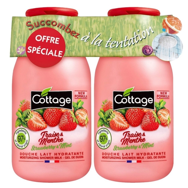 Молочко для душу Cottage Strawberry & Mint, 500 мл (2шт. по 250 мл) - Pampik