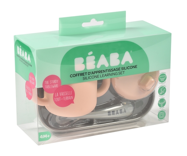 Набор посуды Beaba, силикон, 3 предмета, розовый с серым (913527) - Pampik - 7