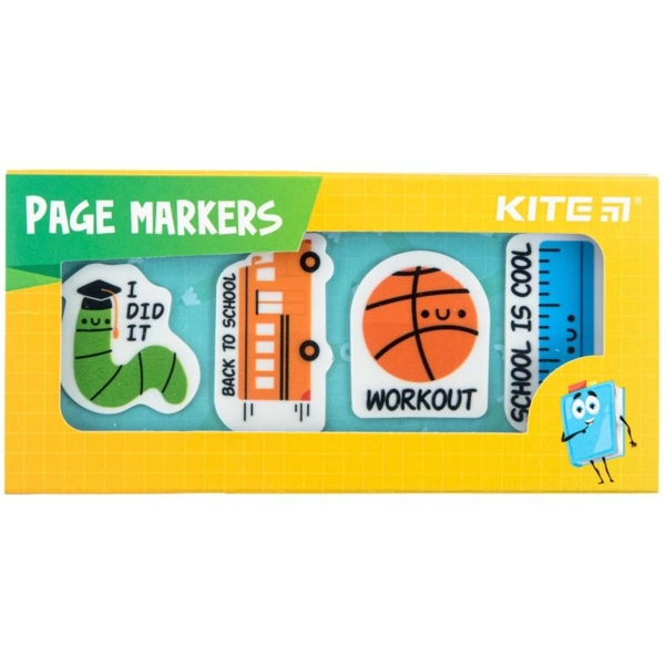 Закладки пластикові Kite School, 35х50 мм, 80 шт. (K22-479-4) - Pampik