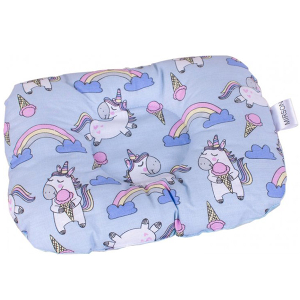 Подушка детская MirSon Kids Time 18-0006 Rainbow Unicorn, антиалергенная, закругленная, 20х27 см - Pampik