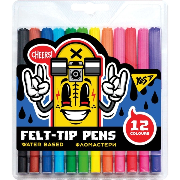Фломастеры Yes Skate boom, 12 цветов (650471) - Pampik