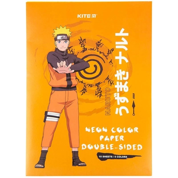 Бумага цветная Kite Naruto неоновая А4 10 листов 5 цветов (NR23-252) - Pampik