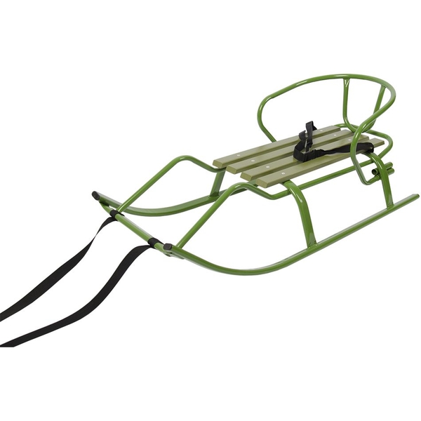 Санки Vitan Спорт Ф1 со спинкой и цветной планкой хаки (2030079) - Pampik