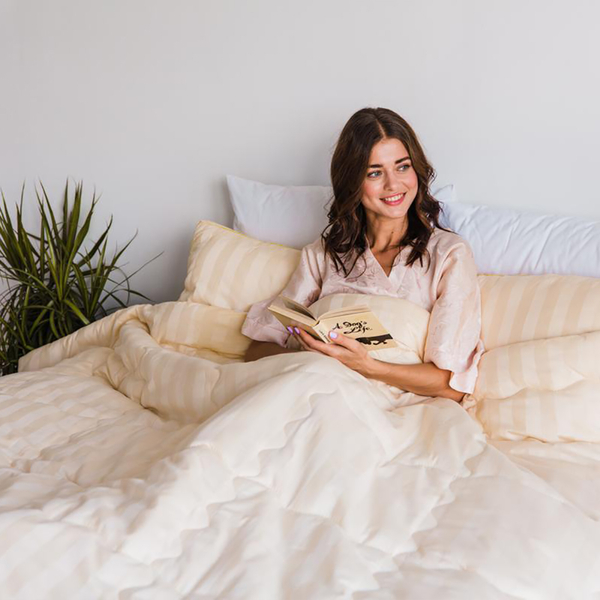 Ковдра антиалергенна MirSon Carmela Hand Made EcoSilk №0552, демісезонна, 110x140 см, жовто-біла - Pampik - 9