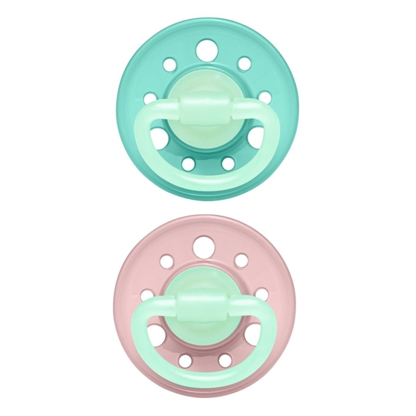 Круглая пустышка Nip Вишенка Ночь, 0-6 мес., пудрово-розовая, 2 шт. (38721-51) - Pampik