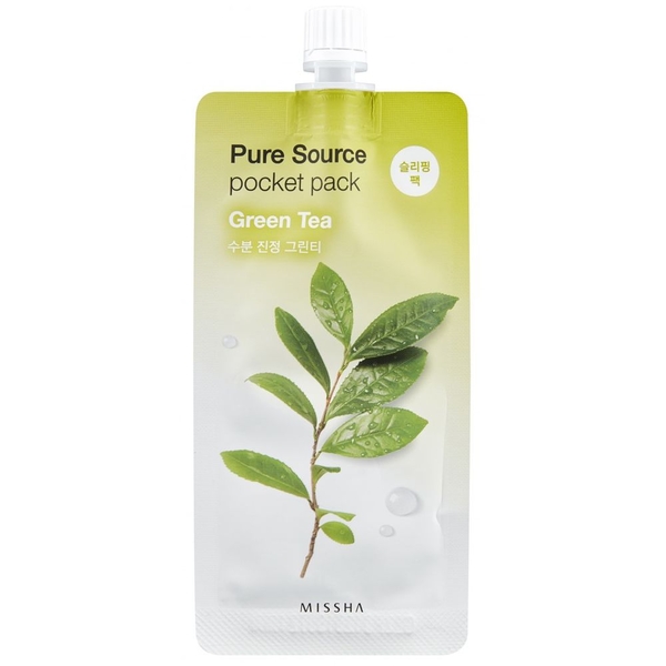 Нічна маска для обличчя з зеленим чаєм Missha Pure Source Pocket Pack Green Tea 10 мл - Pampik