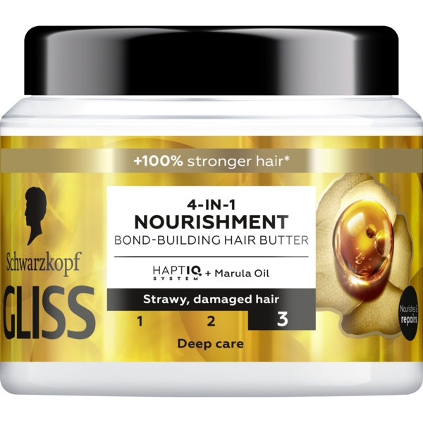 Маска Gliss Nourishment Bond-Building 4 in 1 питание для поврежденных и ослабленных волос, 400 мл - Pampik