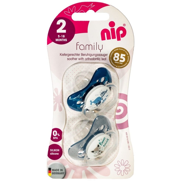 Пустышка Nip Моя семья №2 Кит и Волк, 2 шт. (38673-51) - Pampik - 4