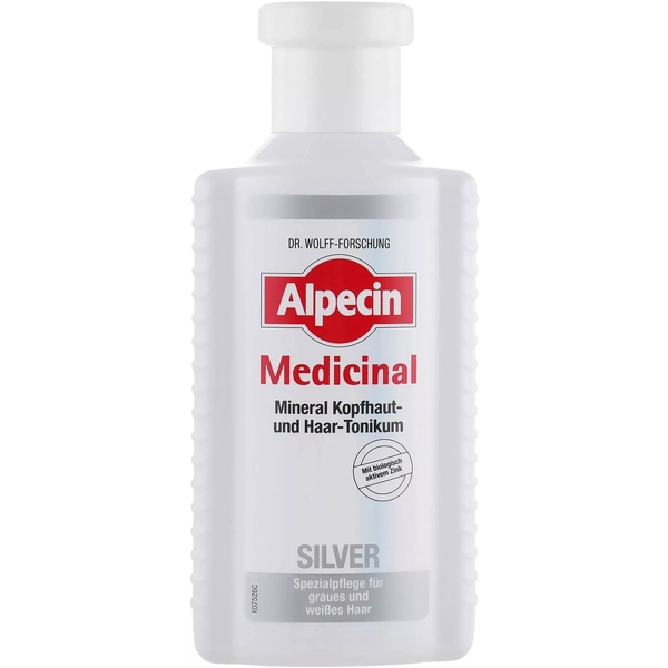 Тонік для шкіри голови Alpecin Medicinal Silver, для нейтралізації жовтизни сивого волосся, 200 мл - Pampik