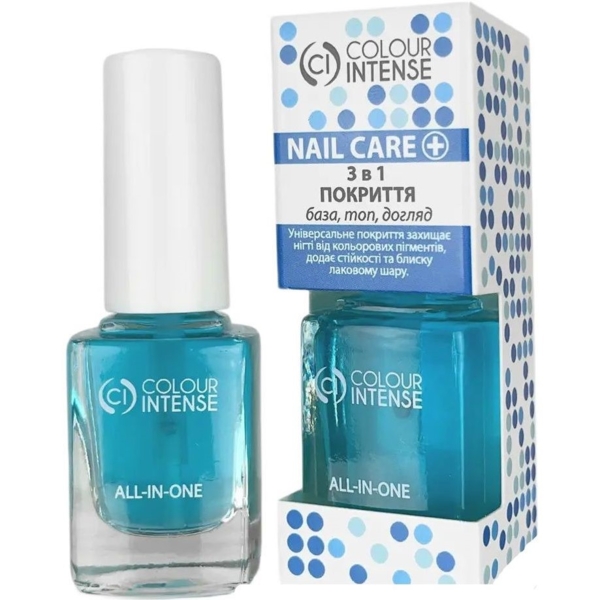 Покрытие для ногтей Colour Intense Nail Care All-In-One универсальное 3 в 1, 11 мл - Pampik