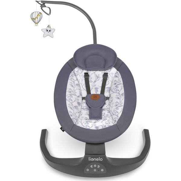 Шезлонг-гойдалка Lionelo Ralf Grey White з ігровою дугою, сіро-білий - Pampik - 2