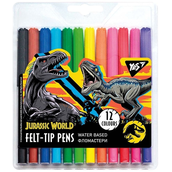 Фломастери Yes Jurassic World, 12 кольорів (650482) - Pampik