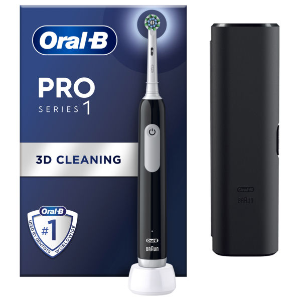 Електрична зубна щітка Oral-B Braun Pro Series 1, чорна + футляр - Pampik