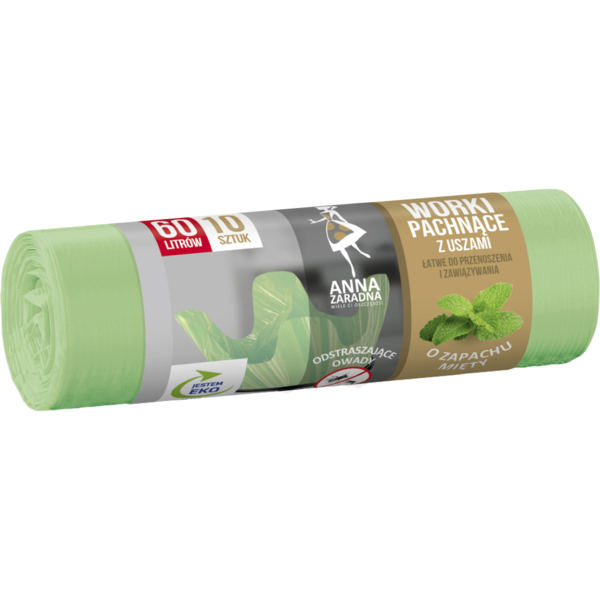 Пакеты для мусора Anna Zaradna с ушками, с ароматом мяты, 60 л, 10 шт. - Pampik