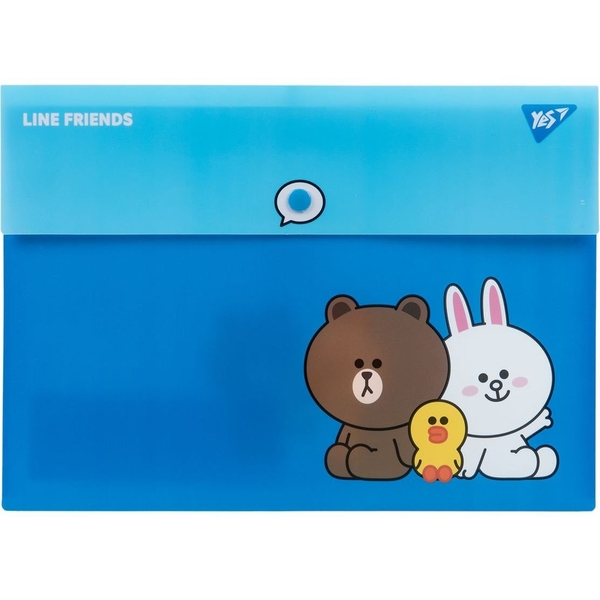 Папка-конверт Yes Line Friends, A4, з кнопкою (492080) - Pampik