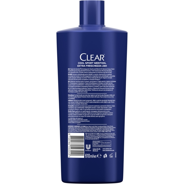 Шампунь для мужчин Clear Ледяная свежесть с ментолом, против перхоти, 610 мл - Pampik - 2