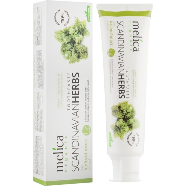 Зубна паста Melica Organic Toothpaste Scandinavian Herbs With Iceland Moss Extract, 100 мл - Pampik