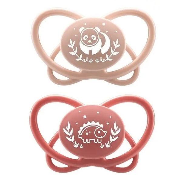 Пустышка Nip Моя бабочка Енот и ежик, силиконовая, 5-18 мес., 2 шт., розовый (38597-51) - Pampik
