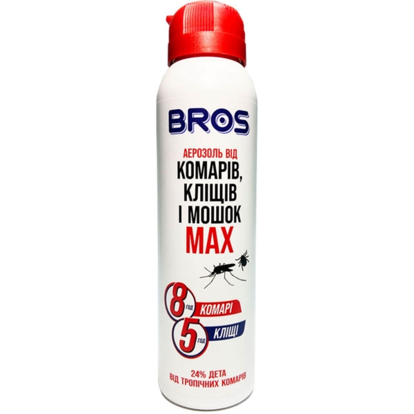 Аэрозоль от комаров, клещей и мошек Bros Max, 90 мл - Pampik