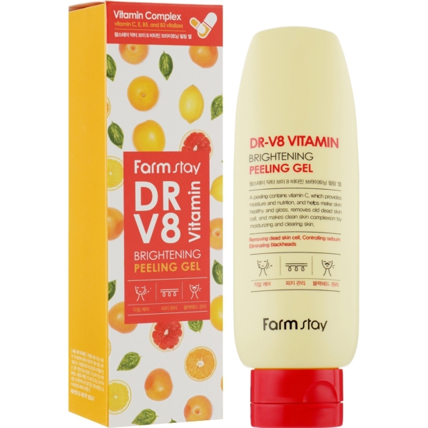 Освітлюючий пілінг-гель FarmStay DR-V8 Vitamin Brightening 150 мл - Pampik