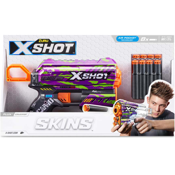 Швидкострільний бластер Zuru X-Shot Skins Flux Crucifer 8 патронів (36516J) - Pampik