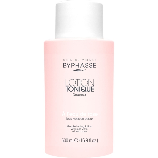 Нежный тонизирующий лосьон Byphasse, с розовой водой, 500 мл - Pampik