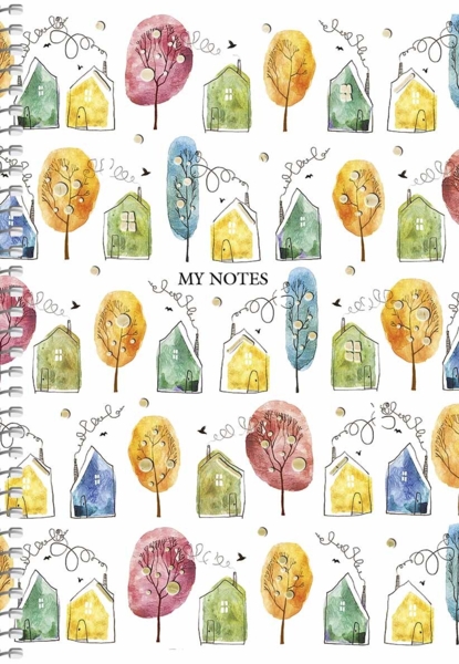 Тетрадь для записей Student Колаж разноцветных Деревья, А5, в клеточку, спираль, 80 листов (A5-SC-080-6092K) - Pampik