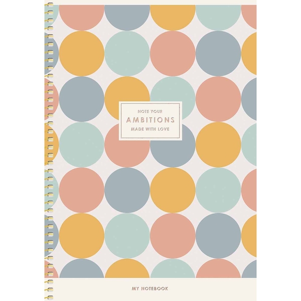 Зошит для записів Genius В5, в клітинку, спіраль, 80 л., Велиі кружечки (B5-SC-080-6096K) - Pampik