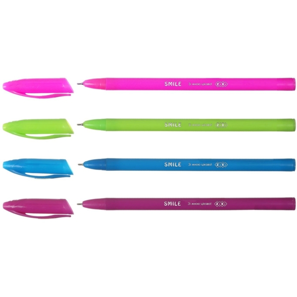 Ручка масляна ZiBi Smile Kids Line 0.5 мм в асортименті (ZB.2262-01) - Pampik - 2