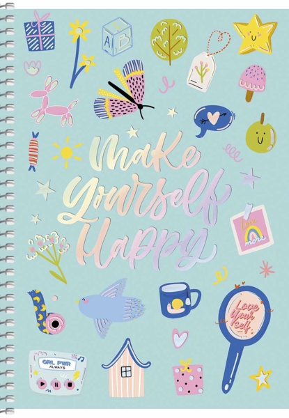 Тетрадь для записей Student Будь счастлив, А5, в клеточку, спираль, 80 листов (A5-SC-080-6094K) - Pampik