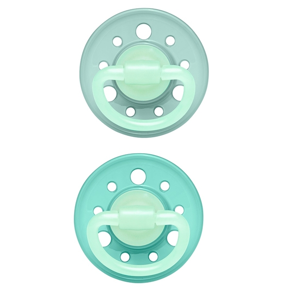 Круглая пустышка Nip Вишенка Ночь, 0-6 мес., мятно-салатовый, 2 шт. (38720-51) - Pampik