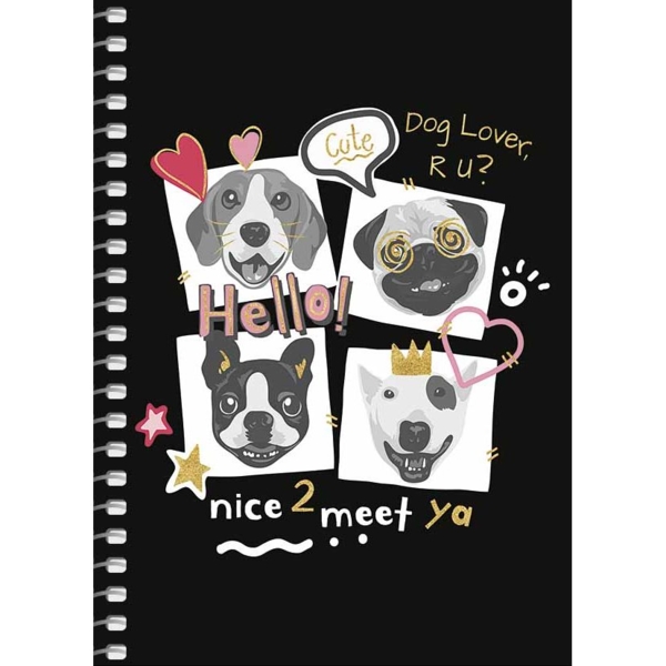 Блокнот для записей Student, А6, в клеточку, спираль, 80 л., Четыре собачьи мордашки (A6-SC-080-6087K) - Pampik