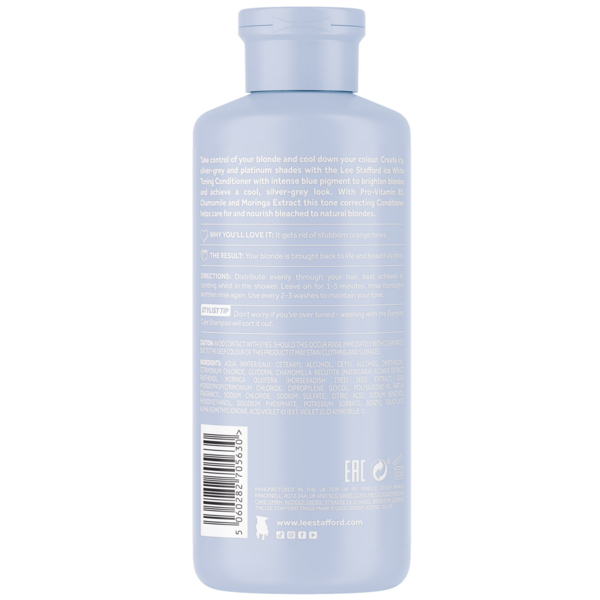 Кондиціонер для волосся Lee Stafford Bleach Blondes Ice White Toning Conditioner із синім пігментом, 250 мл - Pampik - 2