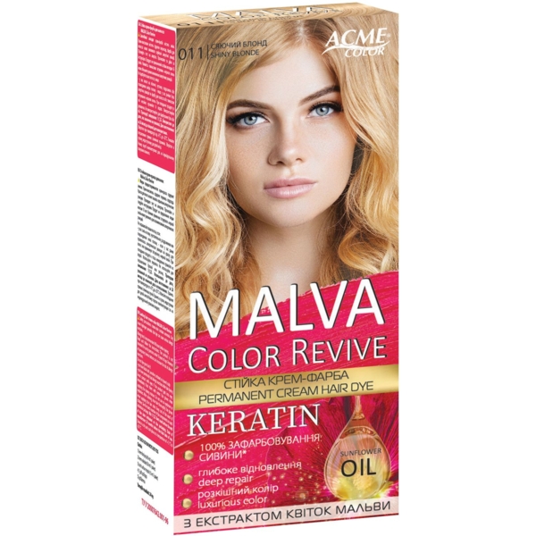 Стійка крем-фарба для волосся Malva Color Revive відтінок 11 сяючий блонд, 103 мл - Pampik