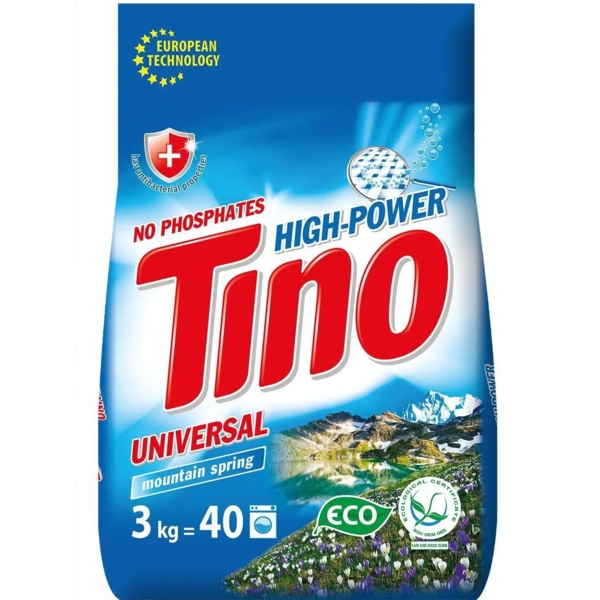 Пральний порошок Tino High-Power Universal Mountain Spring, 3 кг - Pampik